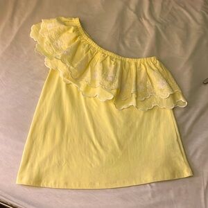 Lilly Pulitzer “Kym” One Shoulder Neckline Top in Creme Fraiche Yellow. Size: XS